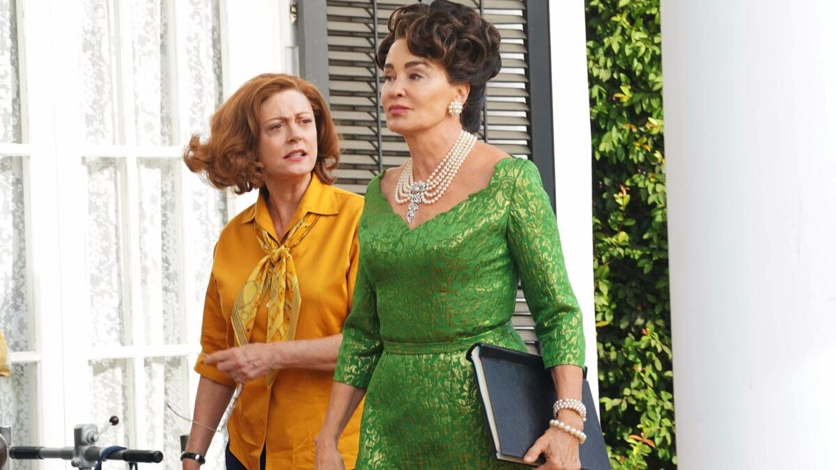 Susan Sarandon as Bette Davis, left, and Jessica Lange as Joan Crawford in a scene from FX's "Feud: Bette and Joan." (Byron Cohen / FX)