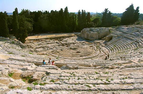 The extraordinary Greek theater in Syracuse, inaugurated in 476 BC with a debut of "Women of Aetna," by Aeschylus.