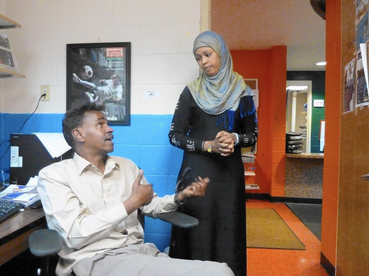 Abdirizak Bihi, with Bosteya Jama, uses athletic programs to help keep Somali American youths in the Twin Cities area from being recruited by Islamist militants abroad.