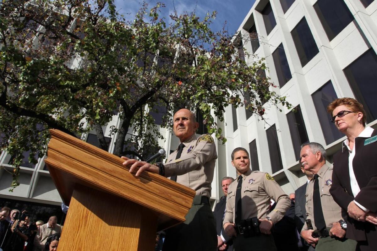 Los Angeles County Sheriff Lee Baca announces his retirement Tuesday. Baca decided to leave the beleaguered Sheriff's Department at the end of January rather than campaign for a fifth term.