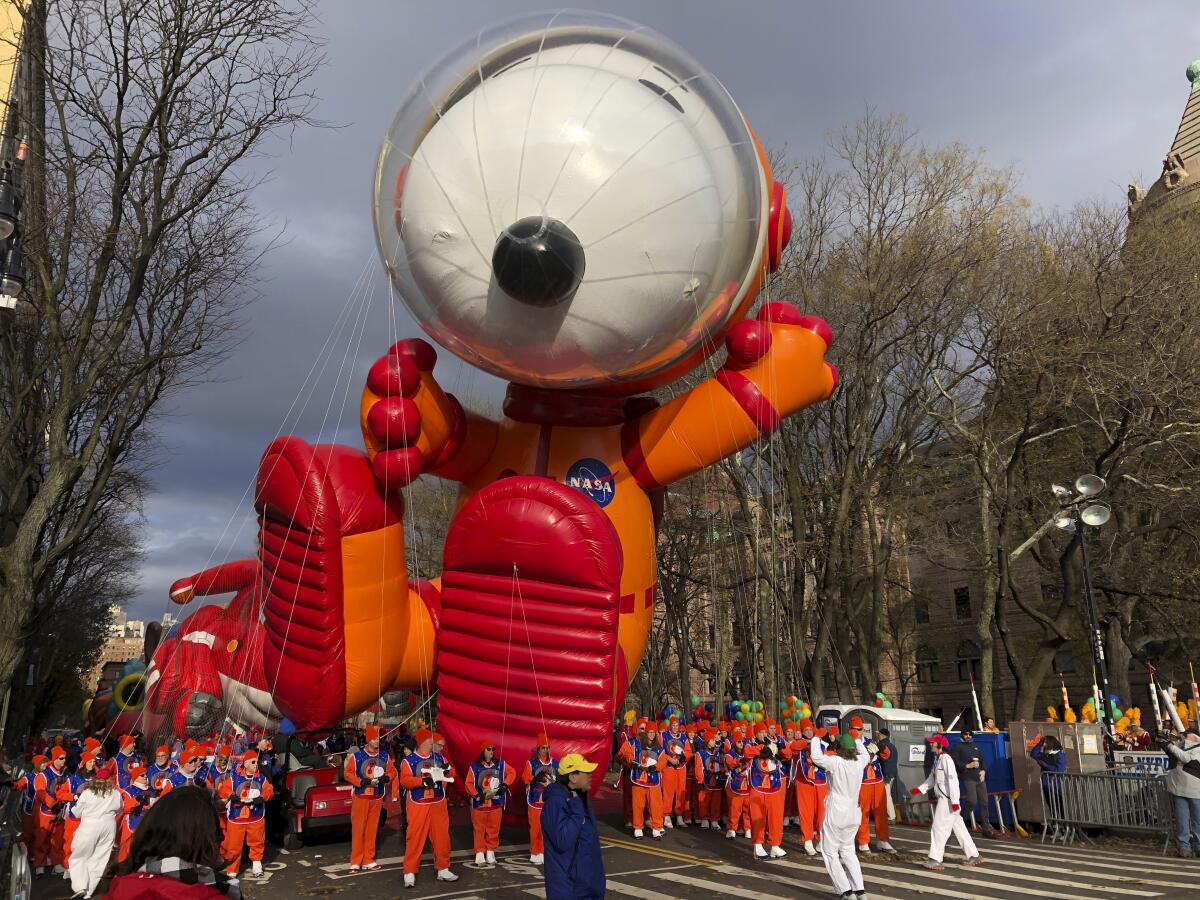 The Snoopy balloon at Macy's Thanksgiving Day Parade 