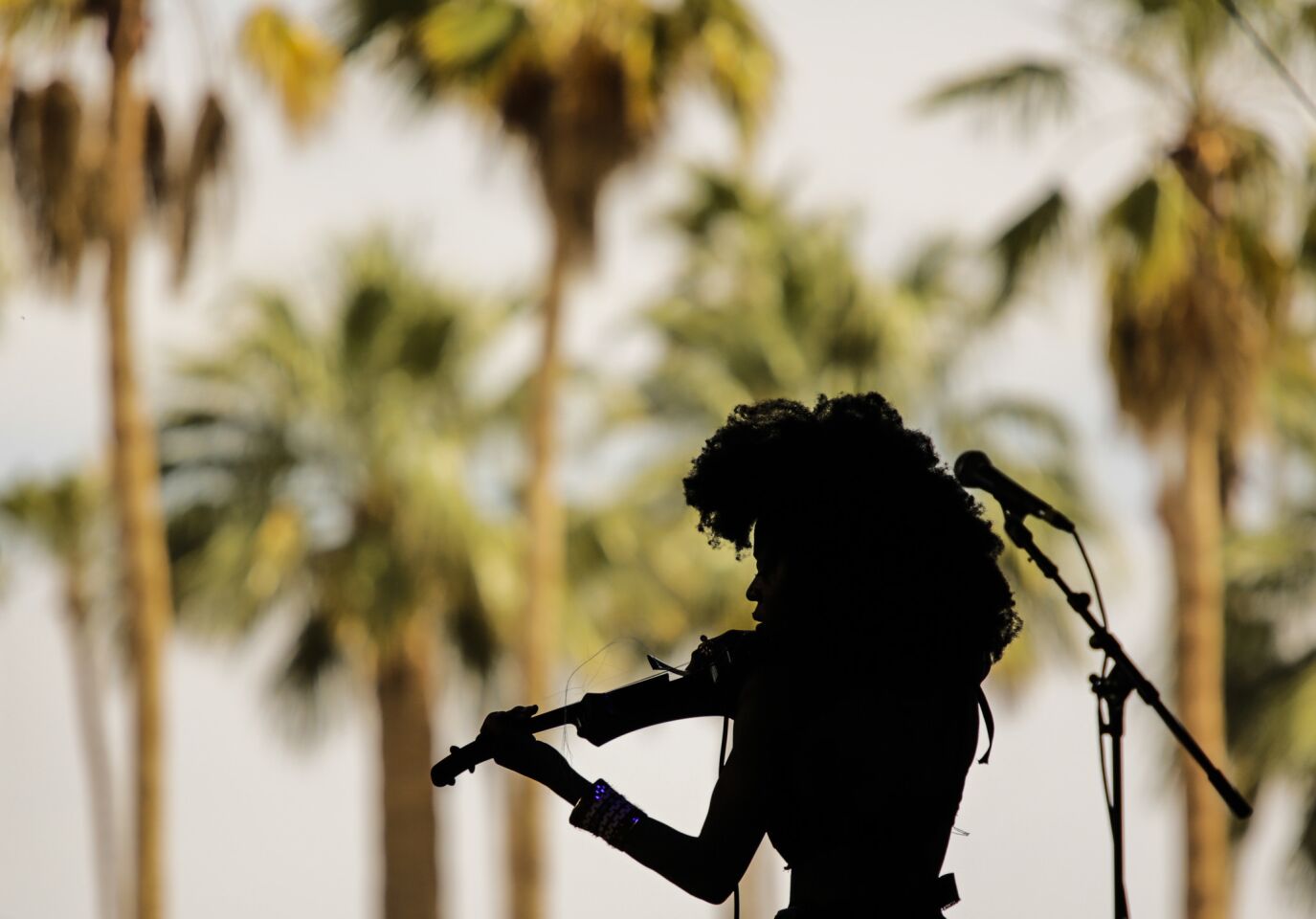 Sudan Archives plays the violin during her set at Coachella.
