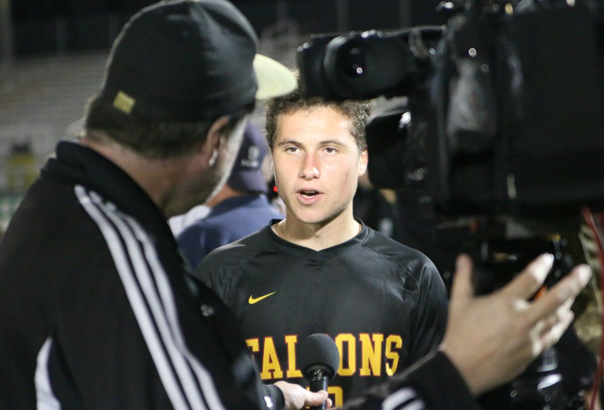 After scoring three goals, Charlie Kosakoff got the post-game media treatment.