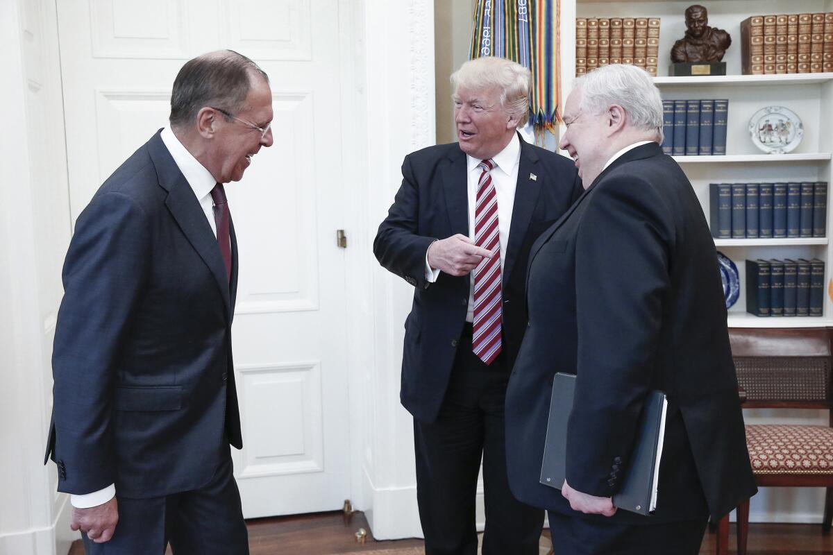 A photo of President Trump's Oval Office meeting with Russian Foreign Minister Sergei Lavrov and Ambassador Sergey Kislyak was first published by Russia's state-run news agency.