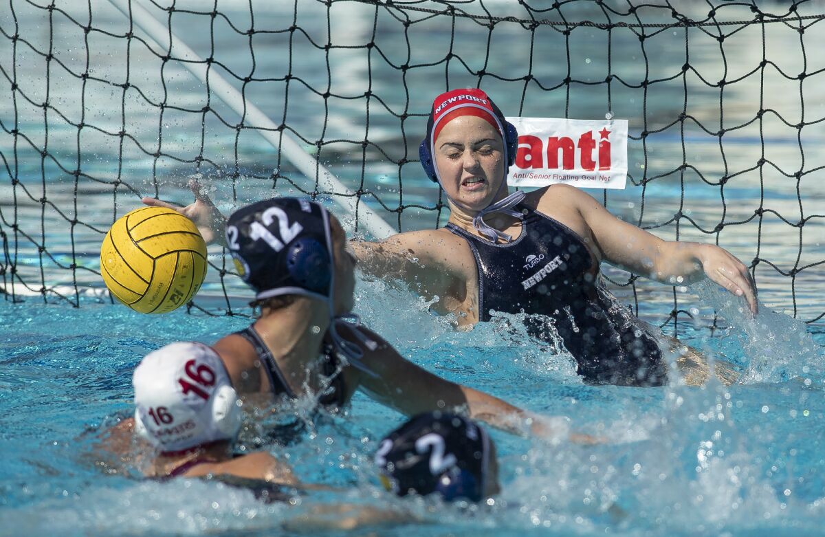 Newport Harbor's Anna Reed blocks a shot during last year's CIF Southern California Regional Division I title match.