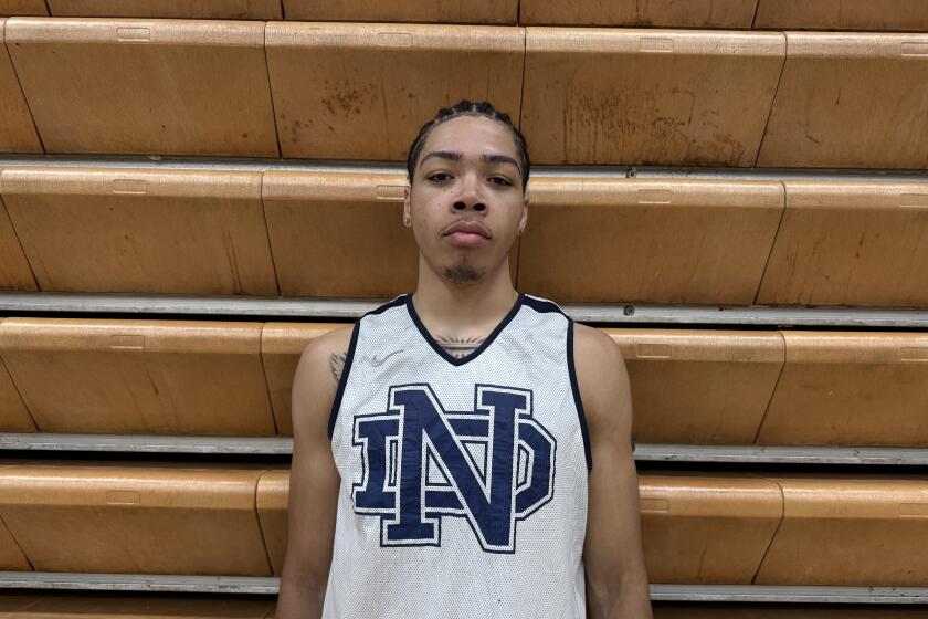 Tyran Stokes is 6 feet 7 and a junior basketball player at Sherman Oaks Notre Dame.