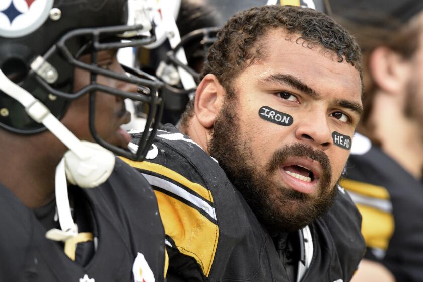Pittsburgh's Cameron Heyward wore his father's nickname on his eyeblack during a game against Arizona on Oct. 18.