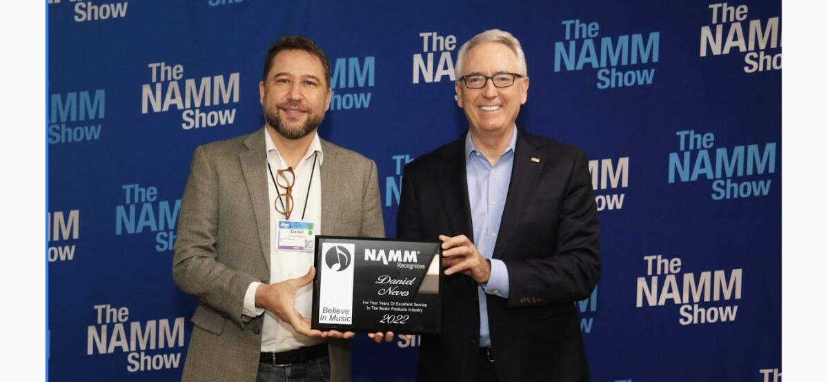 Daniel Neves, left, NAMM CEO and President Joe Lamond.