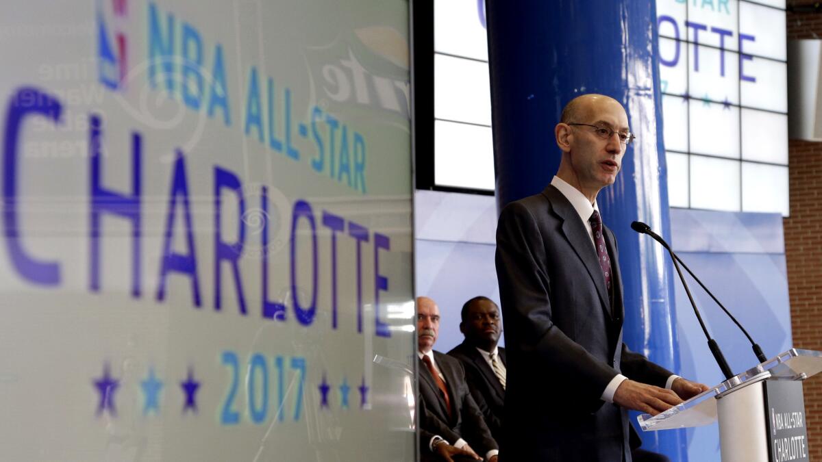 Commissioner Adam Silver and the NBA announced Thursday that the 2017 All-Star game will be moved from Charlotte, N.C., to another location.