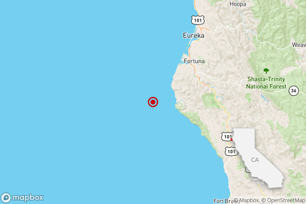 Map of an offshore quake.