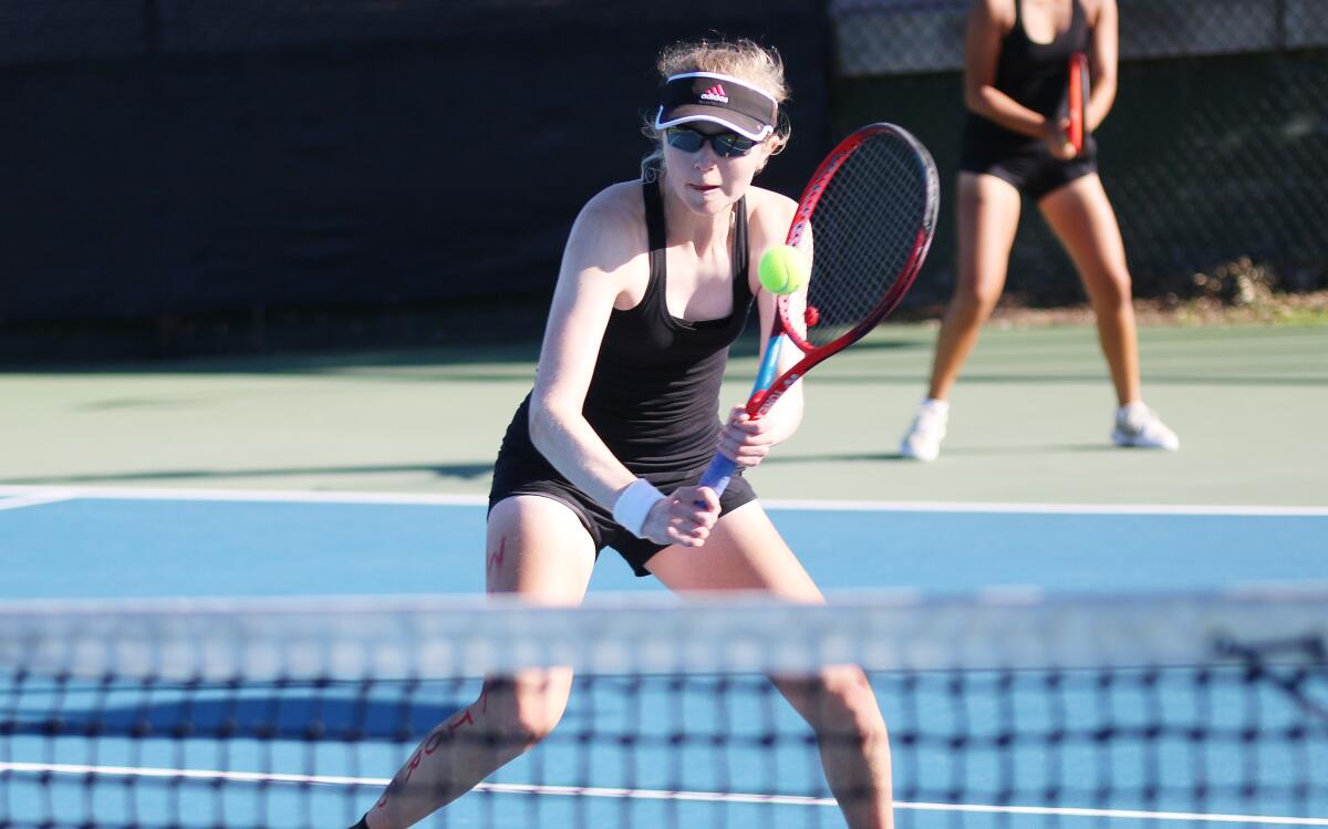 Junior Lillia Finnegan teamed with freshman Yule Kang as part of a powerful CCA doubles squad.
