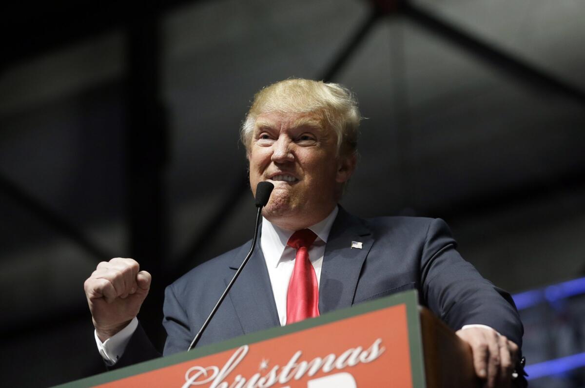 Donald Trump addresses supporters at a campaign rally in Grand Rapids, Mich. on Dec. 21.