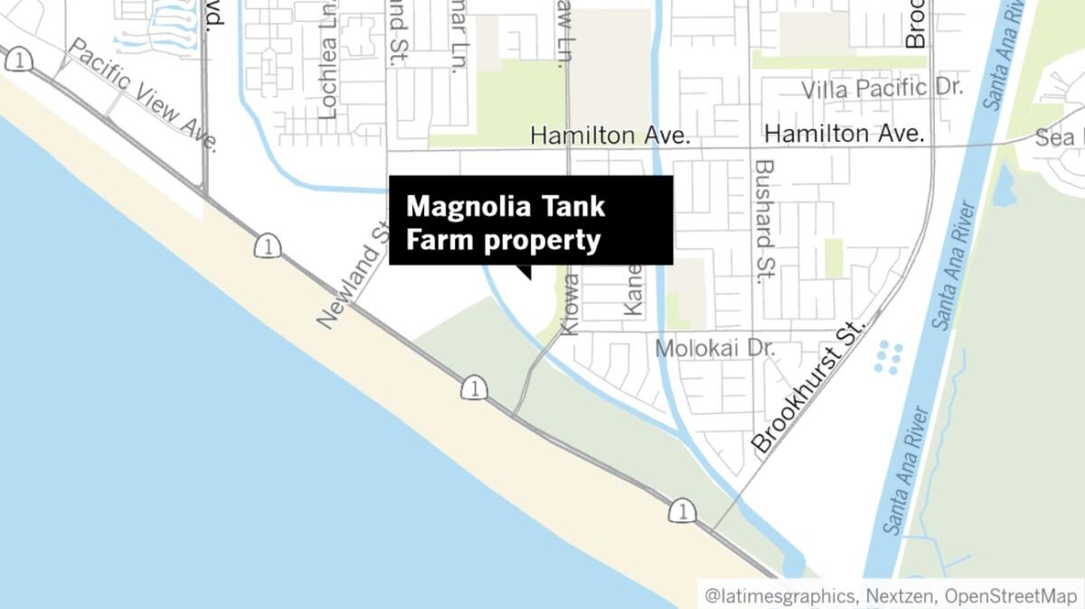 Map of where a car dealership could store up to 2,000 vehicles on a vacant site on the Magnolia Tank Farm property.