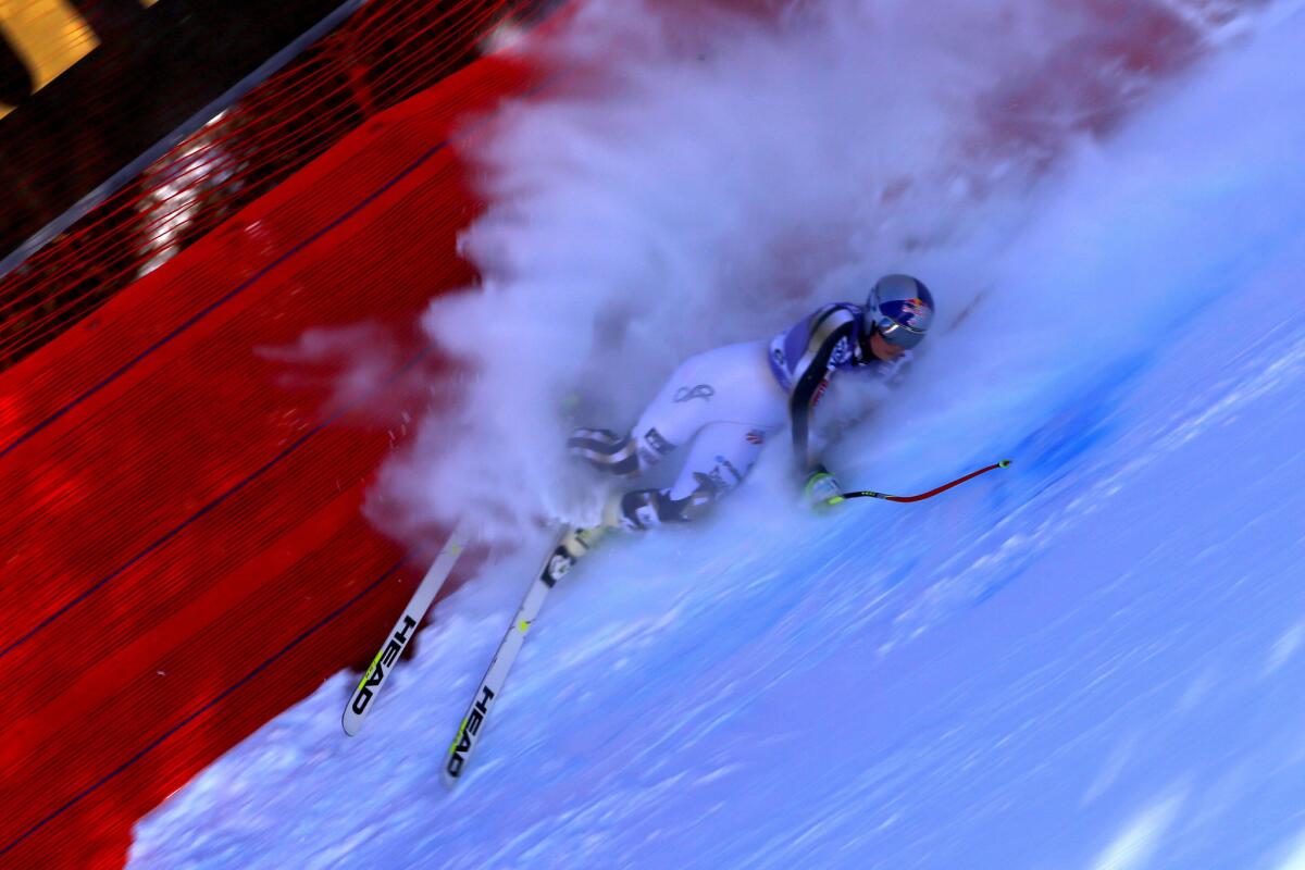 Lindsey Vonn crashes out during the Audi FIS Alpine Ski World Cup women's downhill on Jan. 27.