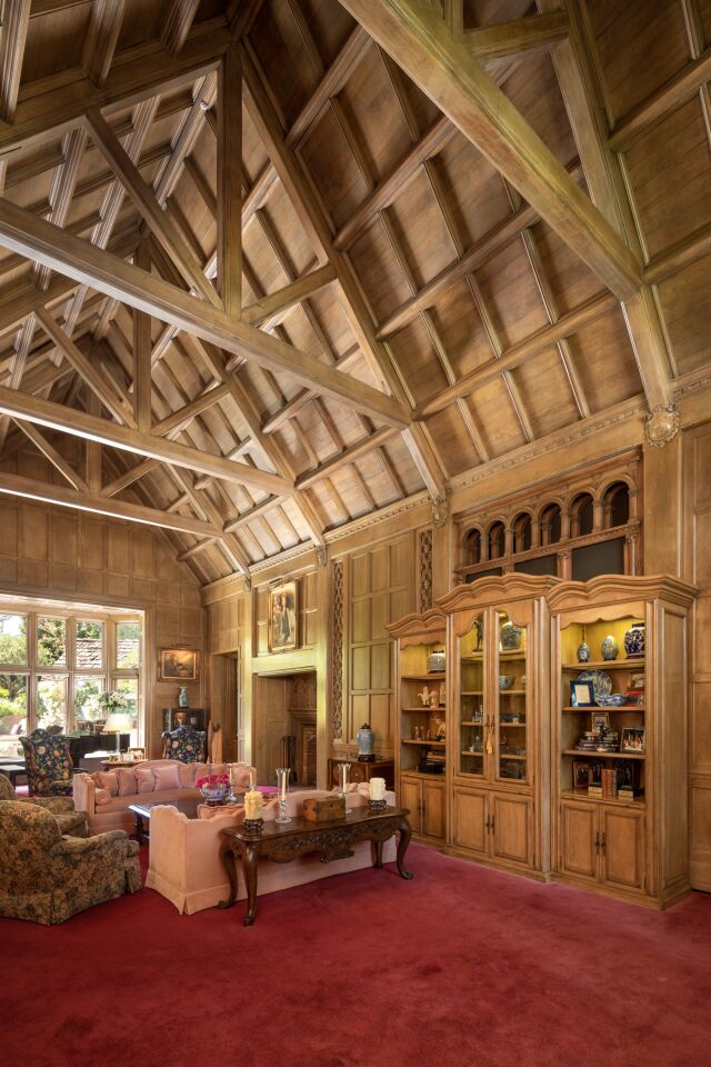 Cathedral-style ceilings create volume in the great room.