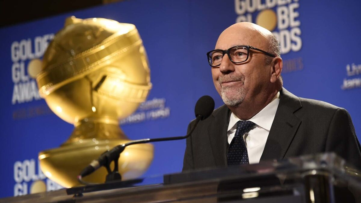 Lorenzo Soria, Hollywood Foreign Press Assn. president, speaks at the nominations for the Golden Globe Awards in 2016.