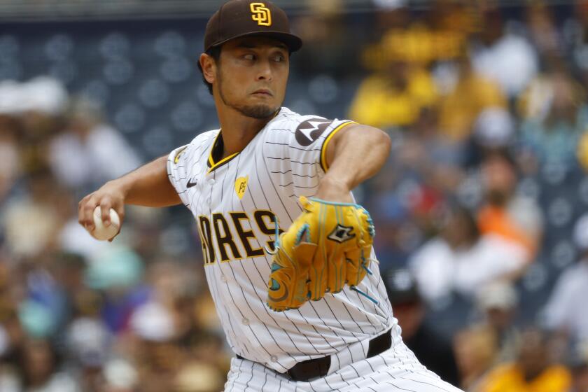 San Diego, CA - May 29: San Diego Padres pitcher Yu Darvish throws against the Miami Marlins at Petco Park on Wednesday, May 29, 2024 in San Diego, CA. (K.C. Alfred / The San Diego Union-Tribune)