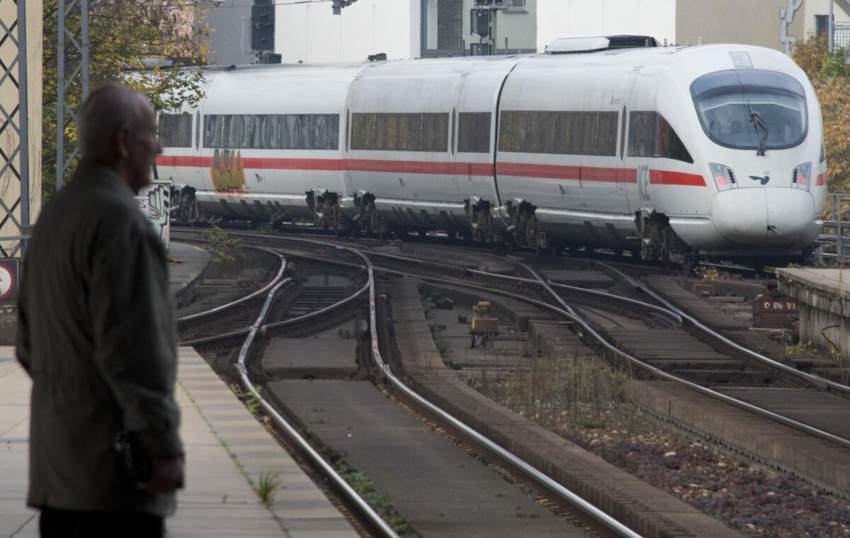 A Deutsche Bahn intercity express train arrives at the Friedrichstrasse station in downtown Berlin on Nov. 5, ahead of a threatened rail strike.