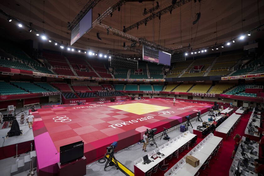 The Nippon Budokan in Tokyo, the site of the Olympic judo competition.