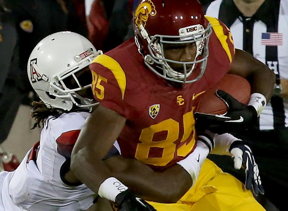 USC wide receiver Victor Blackwell, shown last October, continues to be a no-show for the Trojans.
