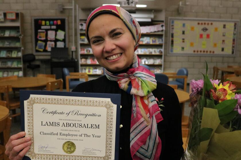 Lamis Abousalem is an English language learner instructional assistant at Bernardo Heights Middle School.