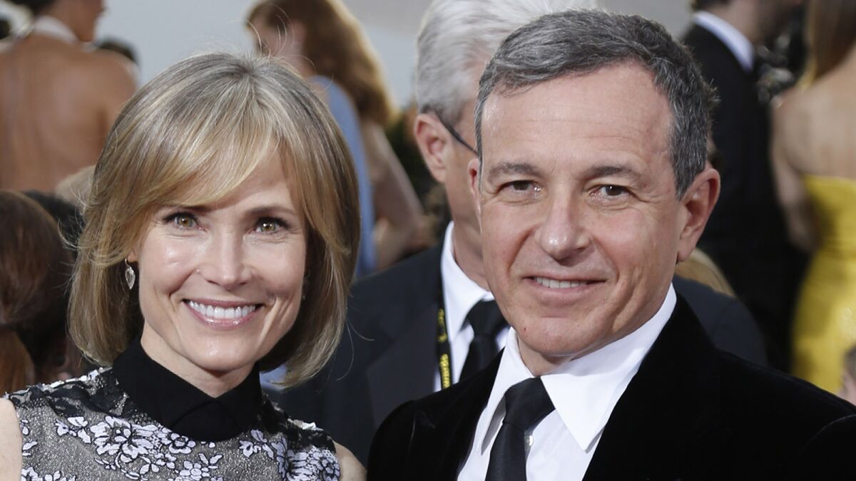 Willow Bay, left, with husband Bob Iger at the 2015 Golden Globe Awards.