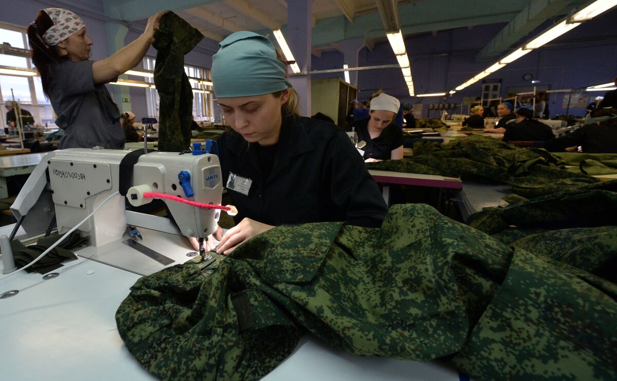 Russian inmates sew uniforms in support of recently mobilised reservists for Russia's war with Ukraine.