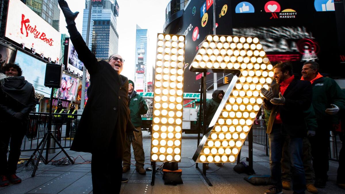 Evidence that 2016 will soon be over: two giant numbers illuminating "2017" for the New Year's celebration that will take place in New York's Times Square.