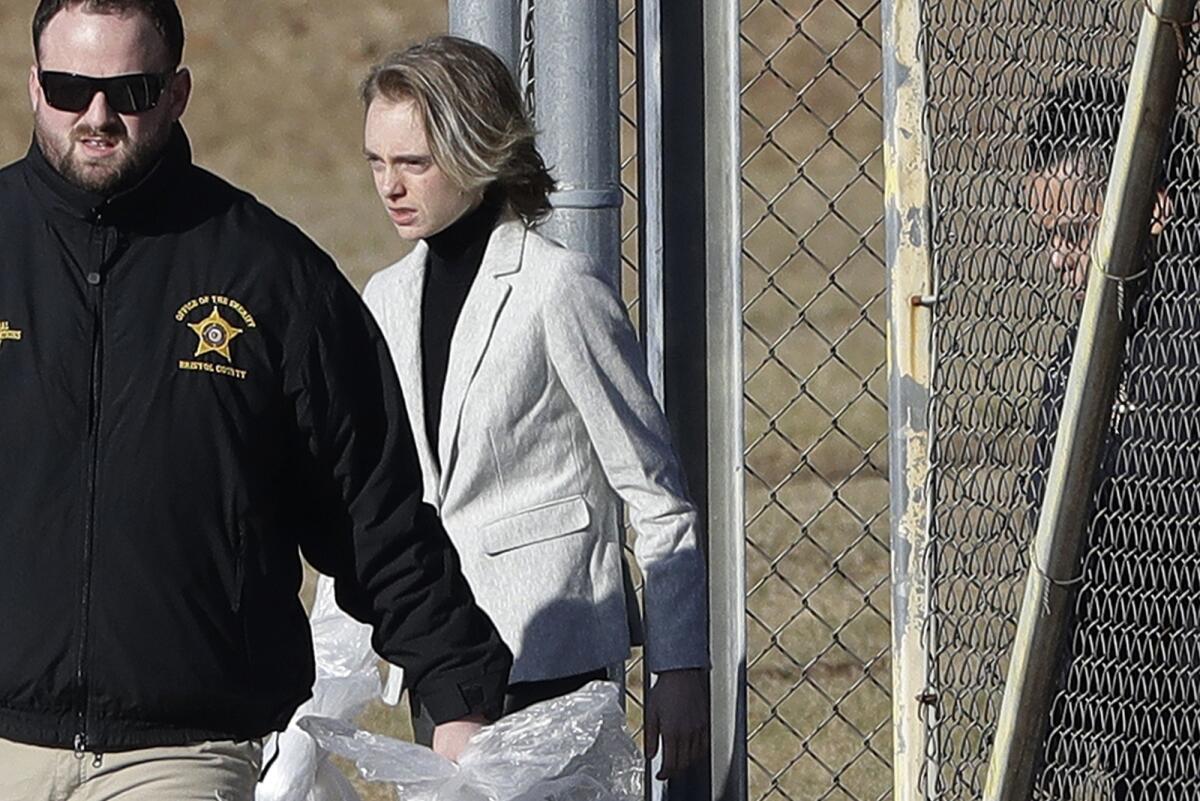 Michelle Carter leaves the Bristol County jail Thursday in Dartmouth, Mass., after serving most of a 15-month manslaughter sentence for urging her suicidal boyfriend to kill himself in 2014.