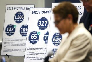 LOS ANGELES-CA-JANUARY 24, 2024: Mayor Karen Bass and LAPD Chief Michel Moore hold a news conferences to discuss the 2023 crime statistics and upcoming LAPD initiatives at LAPD headquarters in downtown Los Angeles on January 24, 2024. (Christina House / Los Angeles Times)