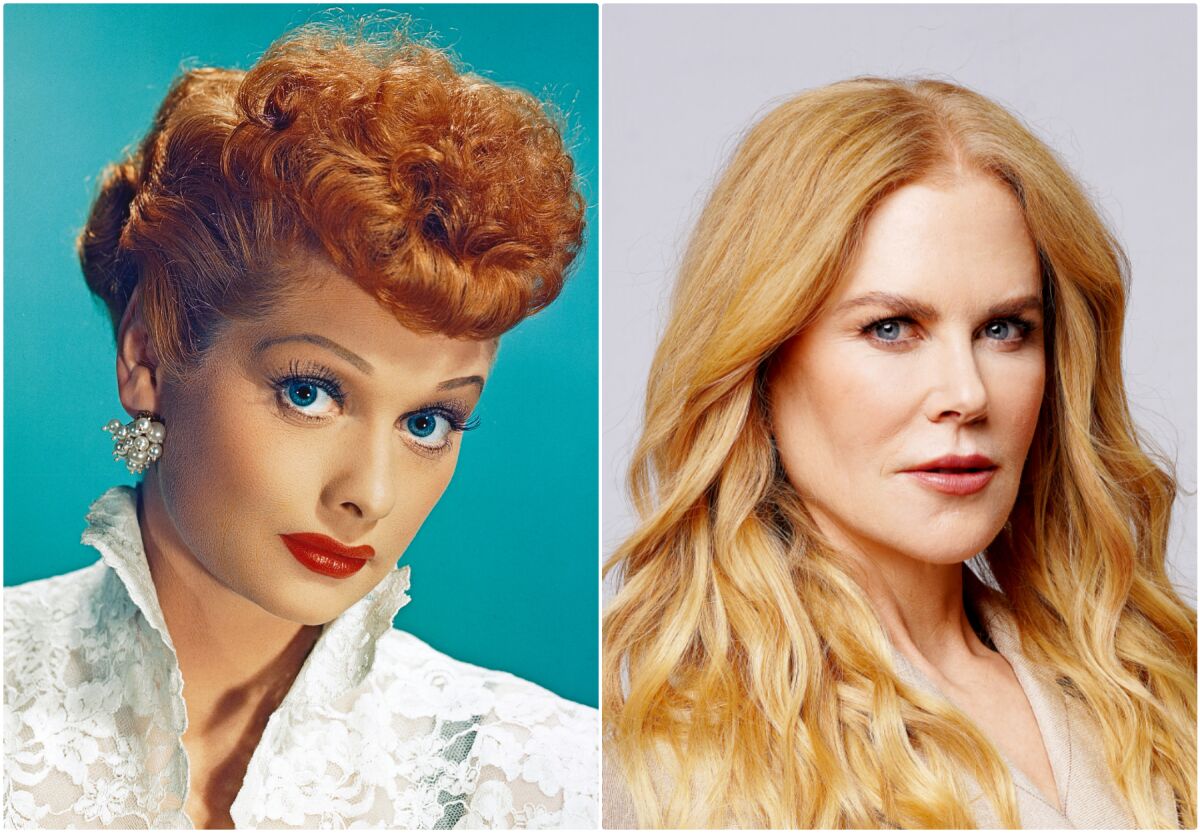 A side-by-side image of two redheaded women.