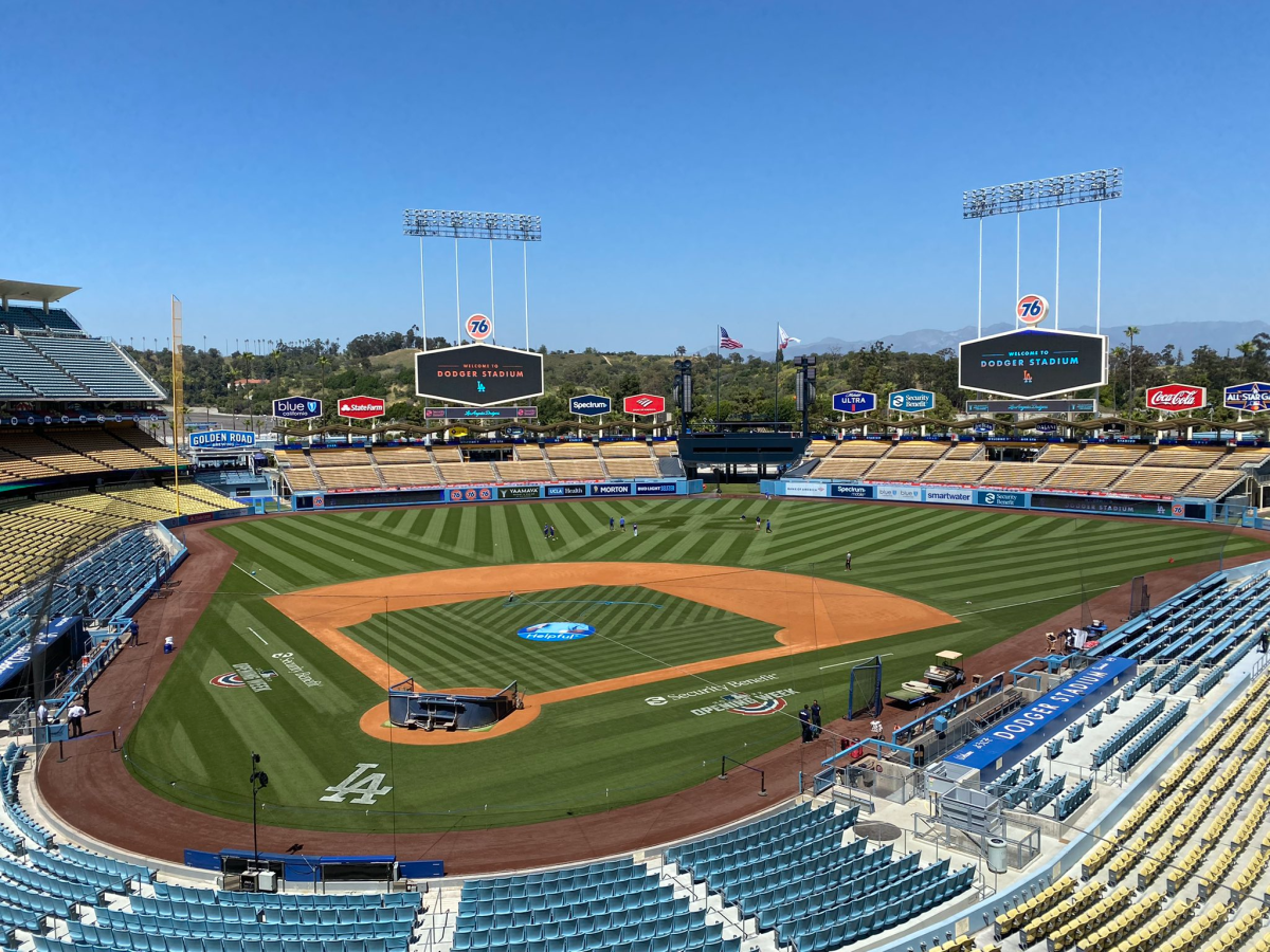 A view of the field at Dodger Stadium.