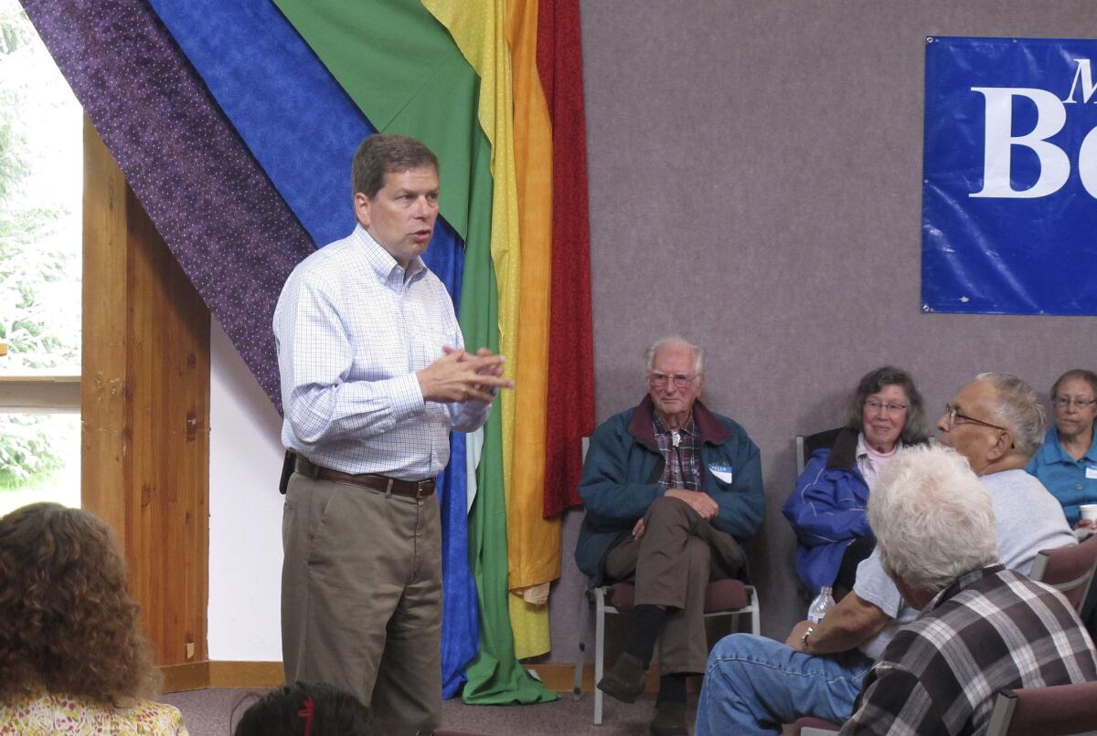 U.S. Sen. Mark Begich (D-Alaska), seen addressing supporters at a recent event in Juneau, has remained competitive in a heavily Republican state, which Democrats see as a hopeful sign.