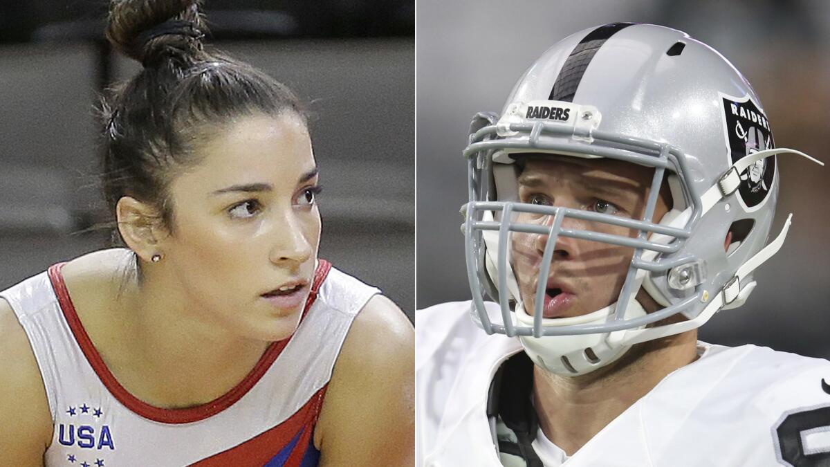 Aly Raisman says sure, she'd go out on a double-date with Colton Underwood of the Oakland Raiders.