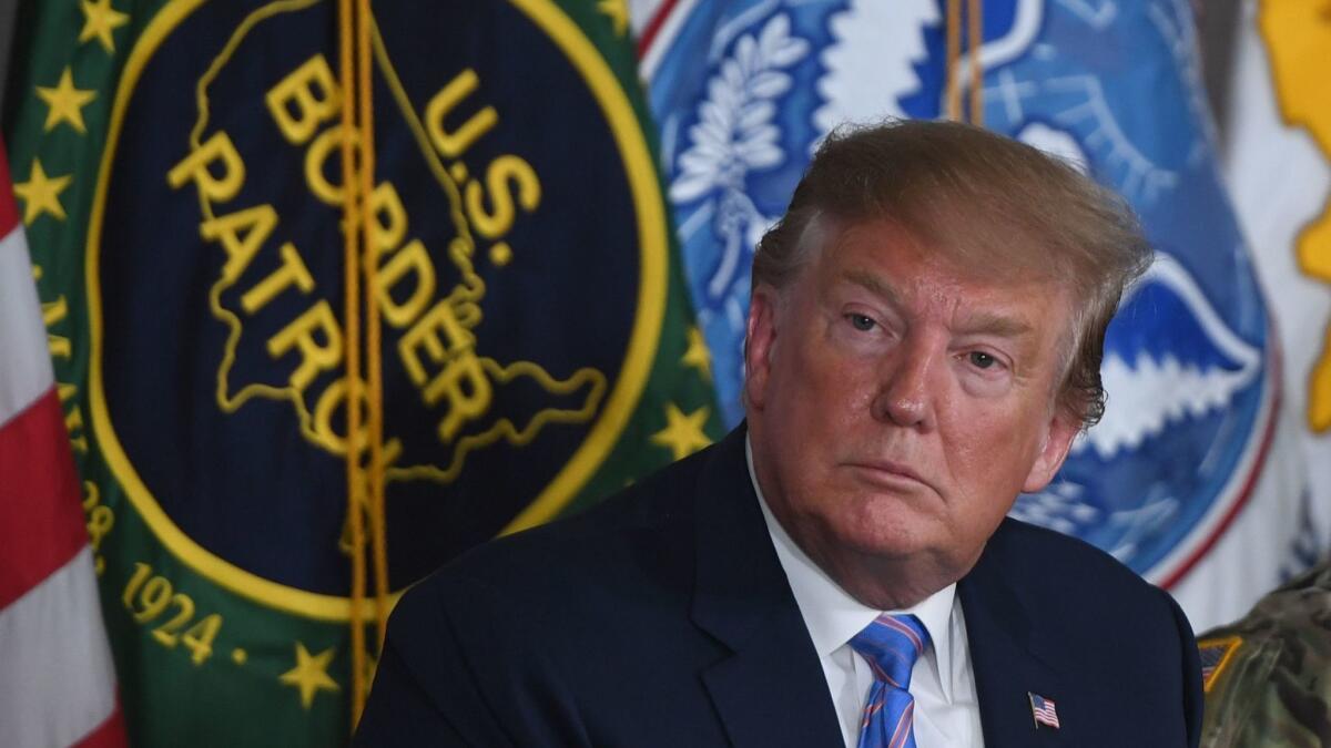 President Trump speaks during a roundtable on immigration and border security at the US Border Patrol Calexico Station in Calexico, Calif. on April 5.