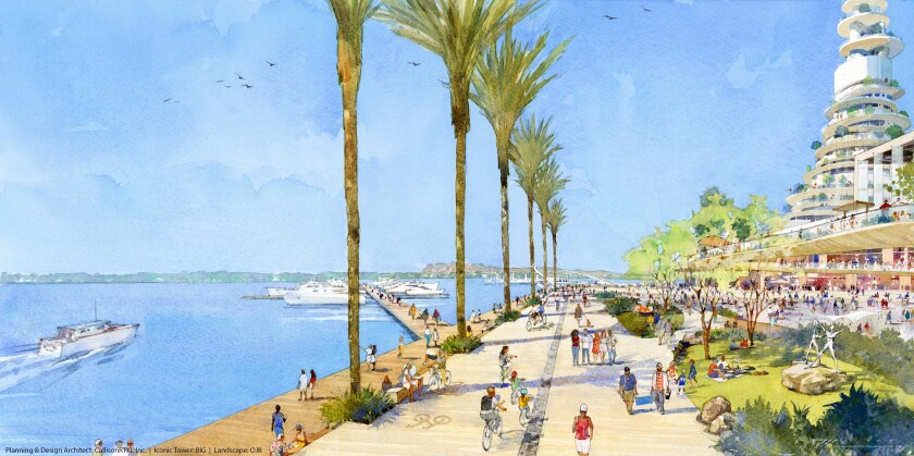 A rendering of the Seaport San Diego project.