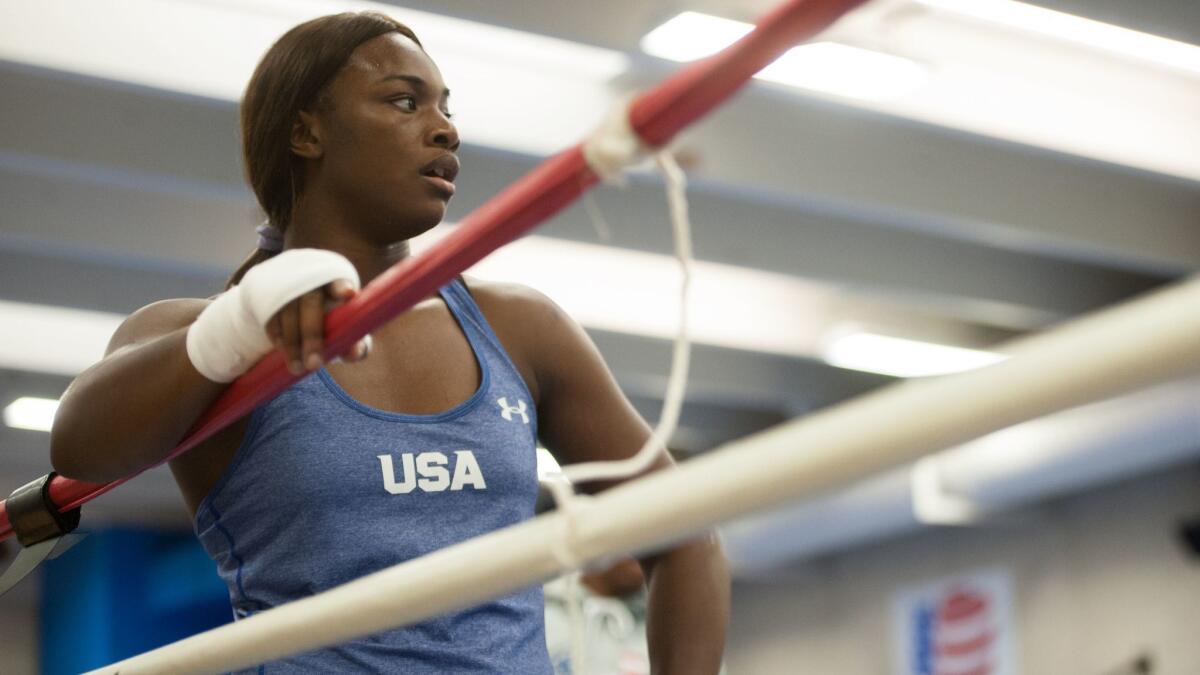 Claressa Shields, shown in 2016, is preparing to defend her World Boxing Council and International Boxing Federation titles against Tori Nelson on Friday.