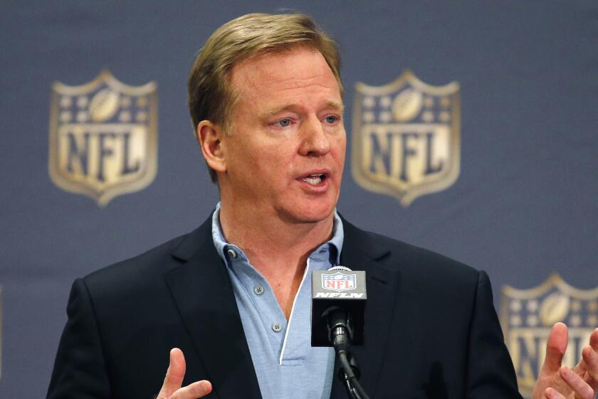NFL Commissioner Roger Goodell speaks during a news conference March 25 at the NFL's annual meeting in Phoenix.