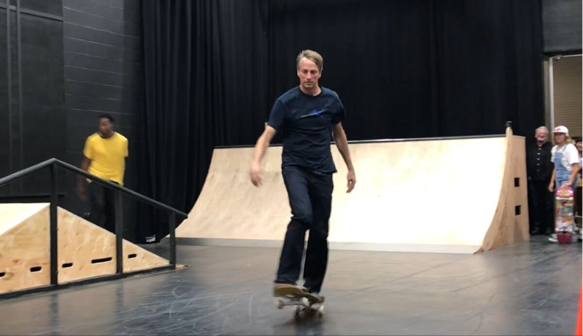 Pro skateboarder Tony Hawk at La Jolla Playhouse.