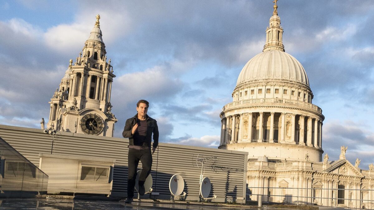 Tom Cruise runs on a London rooftop in "Mission: Impossible — Fallout."