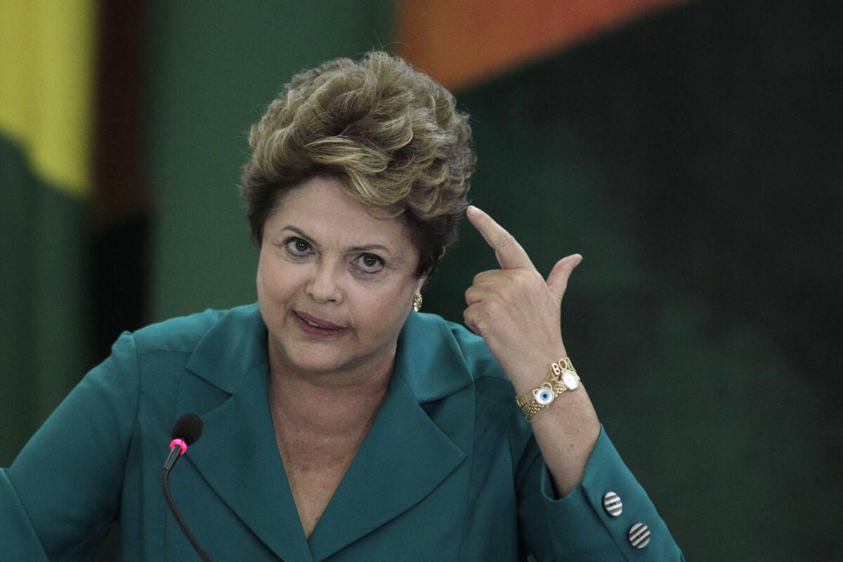 Edward Snowden revealed alleged U.S. spying on Brazilian President Dilma Rousseff, causing a chill in relations between the two countries. Above, Rousseff at a ceremony at the presidential palace in Brasilia, Brazil.