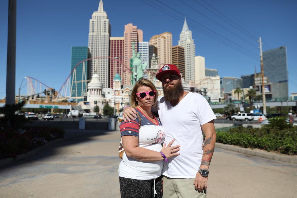 Desera Prosser, left and James Glass were at the country music festival when the shooting started.