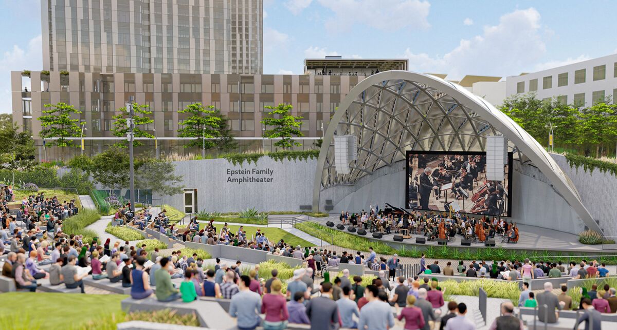 The Epstein Family Amphitheater will feature projection equipment, depicted in this rendering.