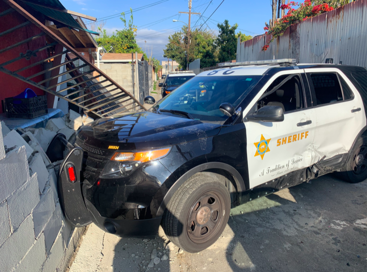 Deputy Miguel Vega crashed his patrol SUV on duty in April.