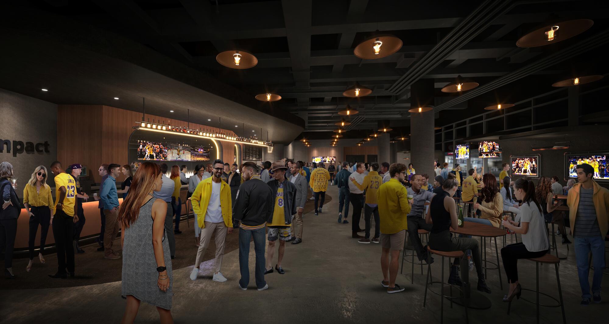 An artist's rendering of the redesigned Impact Sports Bar & Grill.