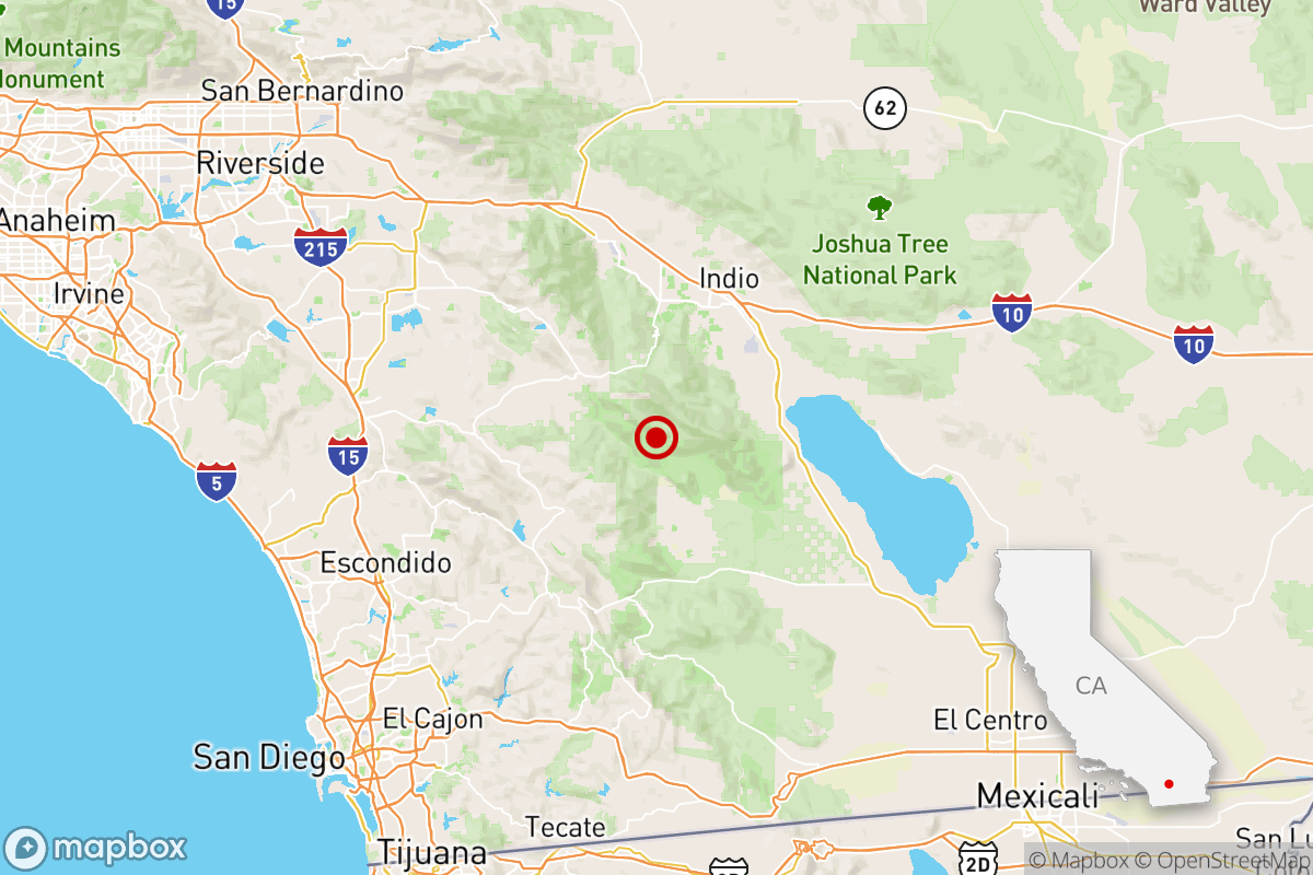 Map of Southern California showing the earthquake epicenter.