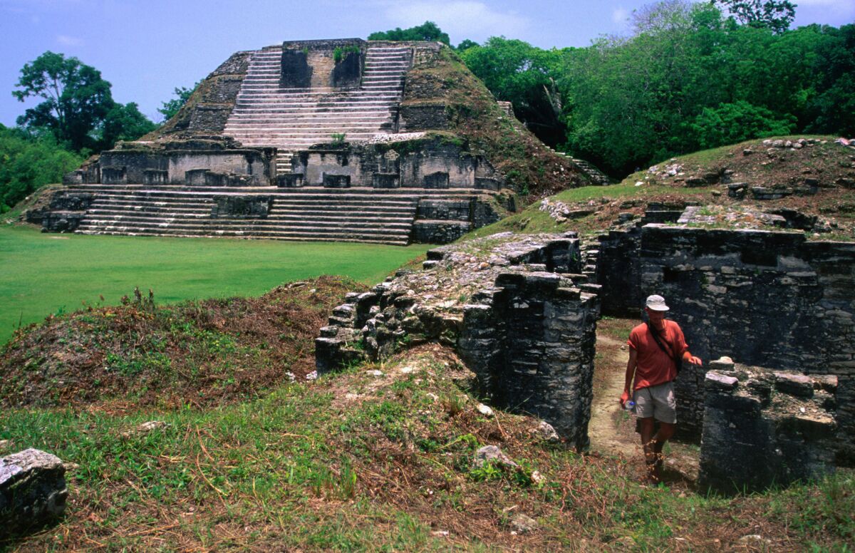 The Mayan ruins of Altan Ha are easily accessible from Caye Caulker, Belize.