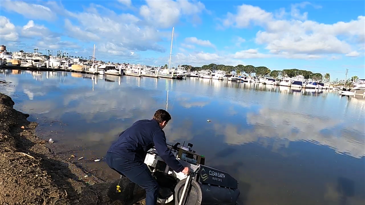 A Clean Earth Rover can skim up to 150 pounds of trash and debris from waterways at a time and has a 20-hour battery life.