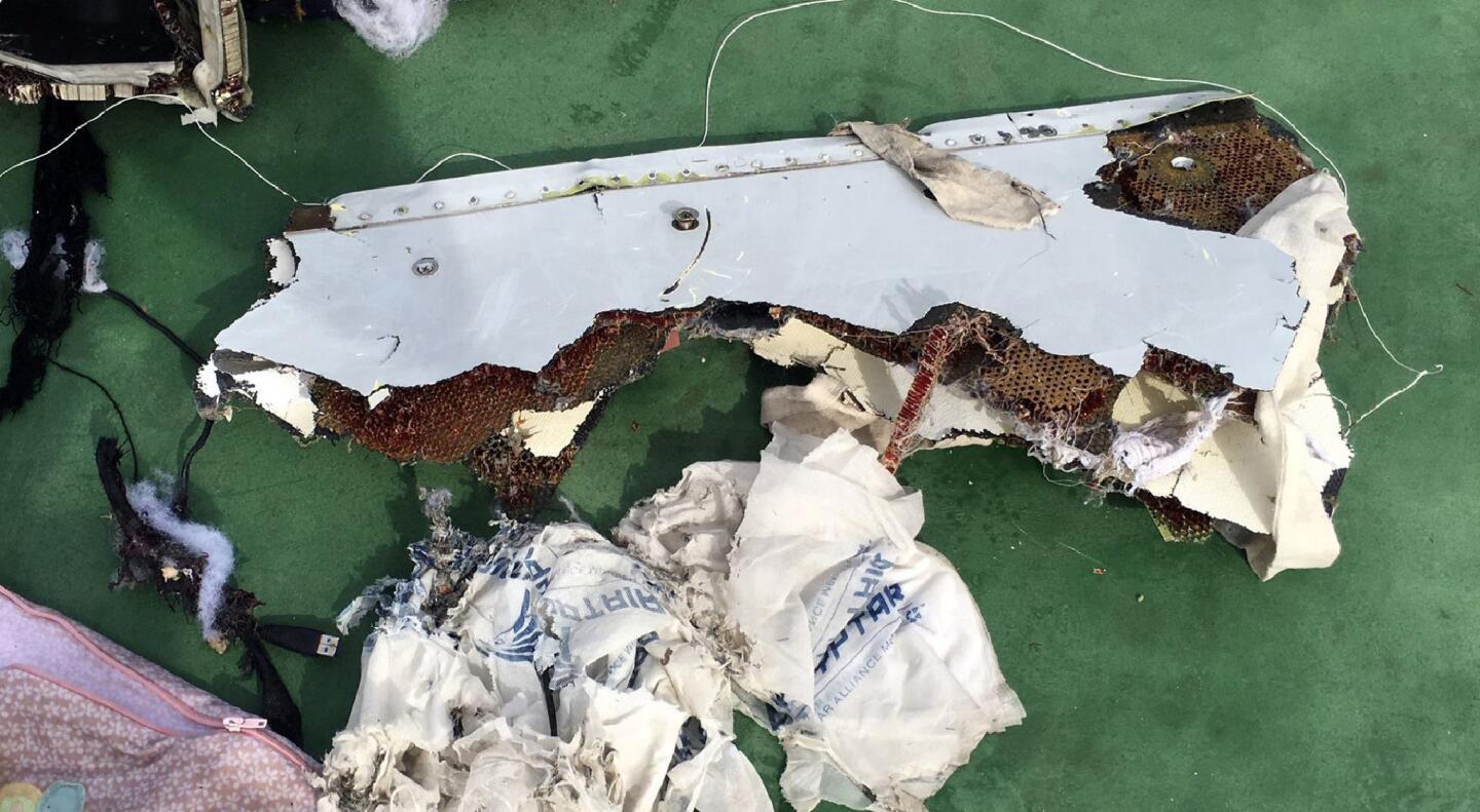 A photo on the official Facebook page of the Egyptian military spokesperson reportedly shows EgyptAir crash debris.