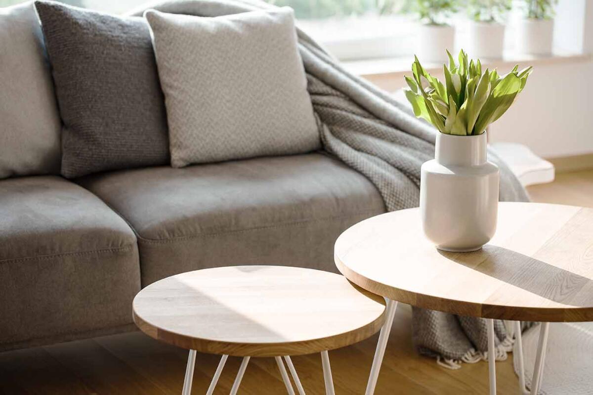 Natural gray living room interior